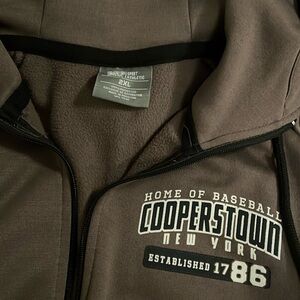 Men’s Cooperstown NY, home of baseball zip up hoodie, grayish-brown, XXL